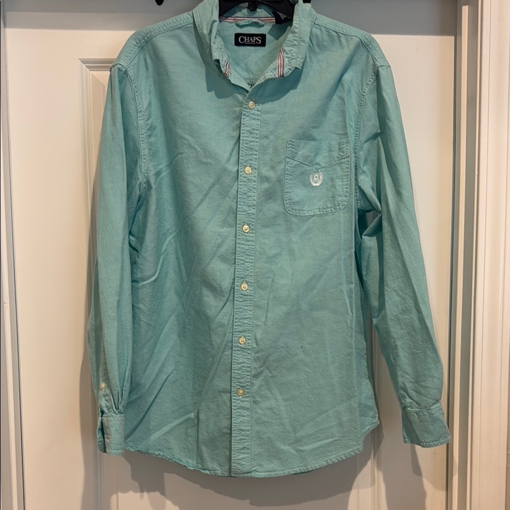 Chaps Blue Casual Button Down Shirt